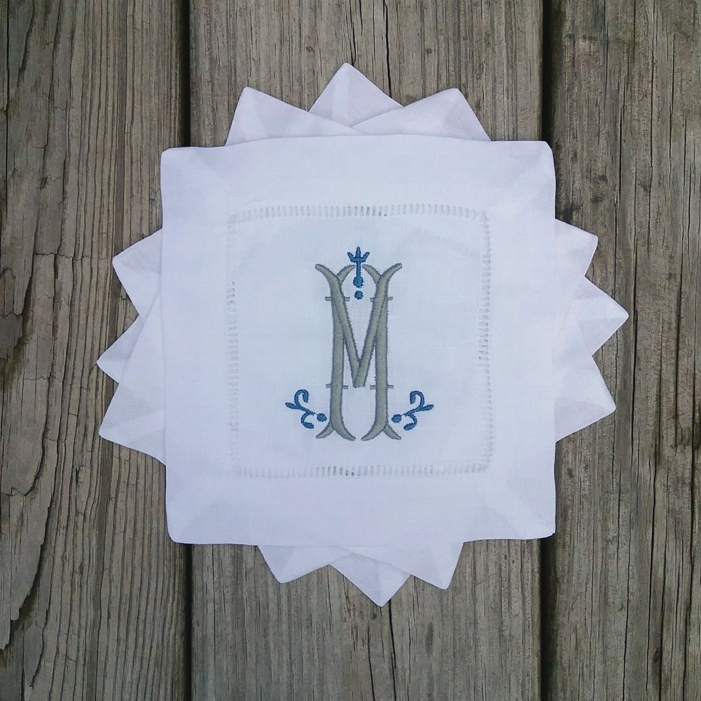 Monogrammed Linen Cocktail Napkins