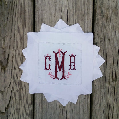 Monogrammed Linen Cocktail Napkins