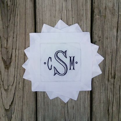Monogrammed Linen Cocktail Napkins