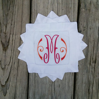 Monogrammed Linen Cocktail Napkins