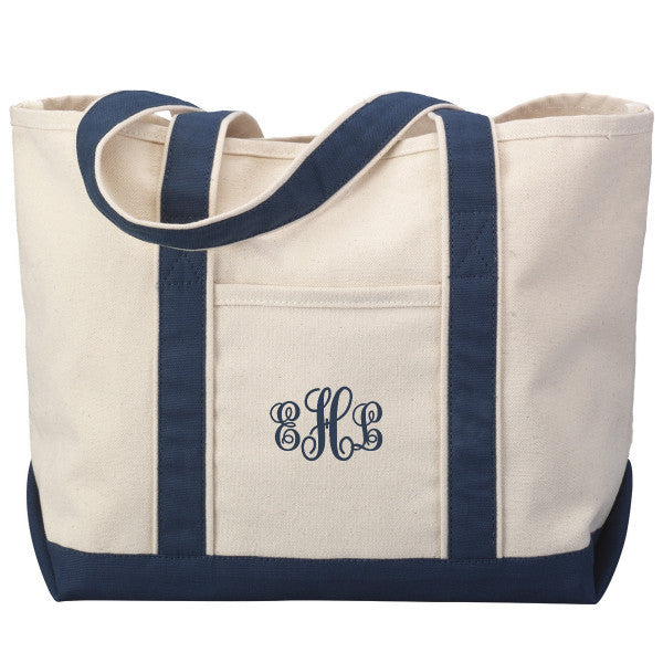 monogrammed canvas tote bag