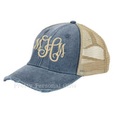Distressed Trucker Hat with monogram