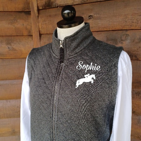 quilted vest for horseback riding, equestrian apparel