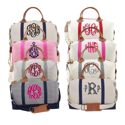 Monogrammed Jute Flight Bag