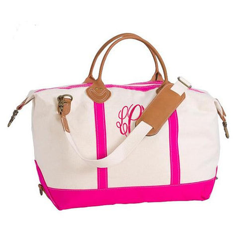 Pink Monogrammed Weekender Duffle Bag