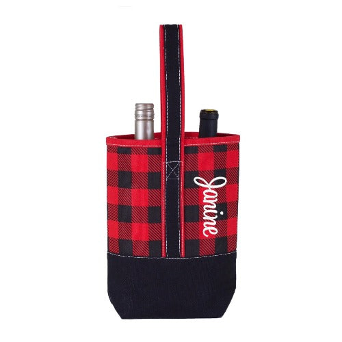 Buffalo Plaid Wine Tote