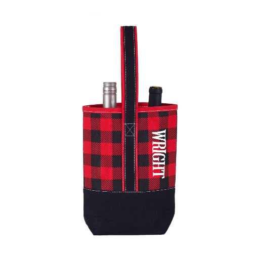 buffalo plaid wine tote